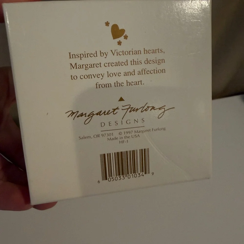 Margaret Furlong From the Heart 1997‎ Bisque Porcelain Ornament HF-1 White Heart